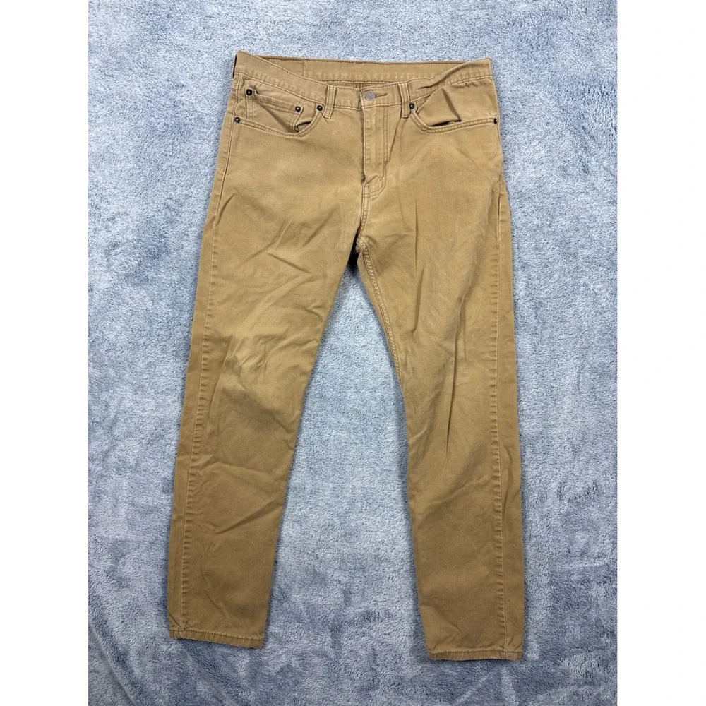 Levis Mens 34x30 Tan 502 Regular Taper Khaki Chino Pants Cotton Stretch
